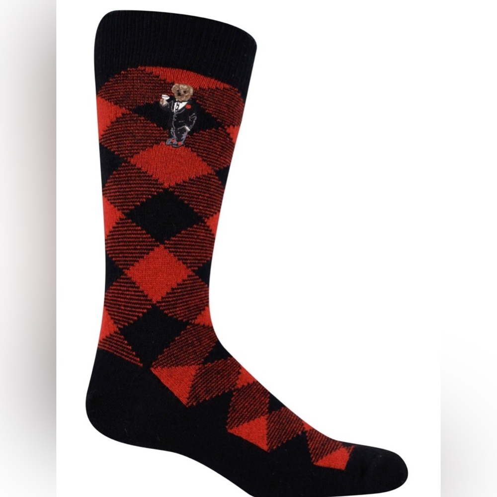 Polo Ralph Lauren Cashmere Bear Martini Socks Men's Size 6-13 (1-Pair) NEW $36